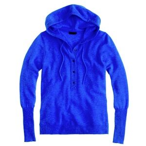 EUC J. Crew Collection 100% Italian Cashmere Getaway Blue Hoodie Sweater, XS